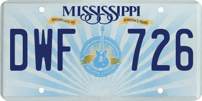 MS license plate DWF726