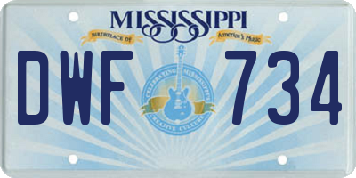 MS license plate DWF734