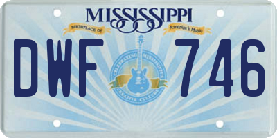 MS license plate DWF746