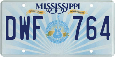 MS license plate DWF764