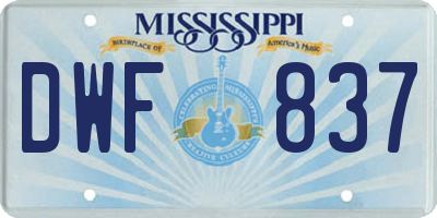 MS license plate DWF837