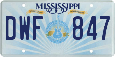 MS license plate DWF847