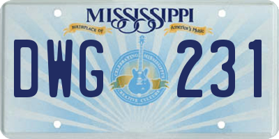 MS license plate DWG231