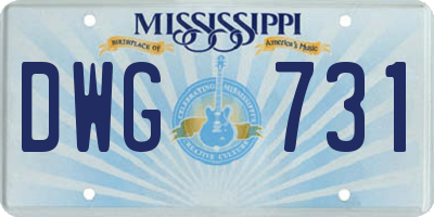 MS license plate DWG731