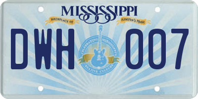 MS license plate DWH007