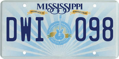 MS license plate DWI098