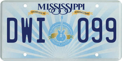 MS license plate DWI099