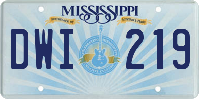MS license plate DWI219