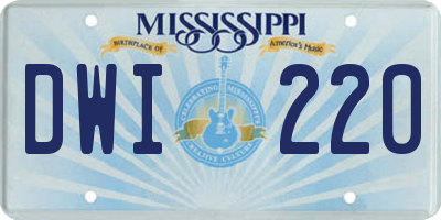 MS license plate DWI220