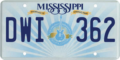 MS license plate DWI362