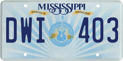 MS license plate DWI403