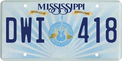 MS license plate DWI418
