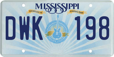 MS license plate DWK198