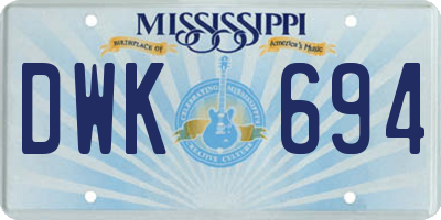 MS license plate DWK694