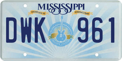 MS license plate DWK961