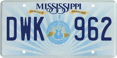 MS license plate DWK962