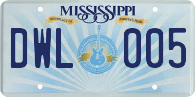 MS license plate DWL005