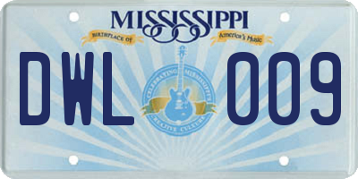 MS license plate DWL009