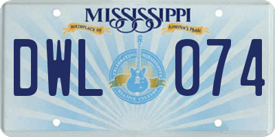 MS license plate DWL074