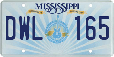 MS license plate DWL165