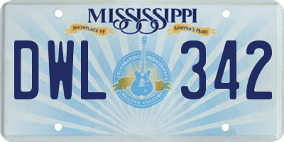 MS license plate DWL342