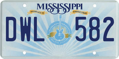 MS license plate DWL582