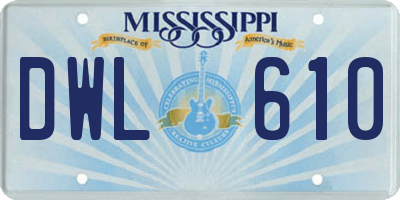 MS license plate DWL610