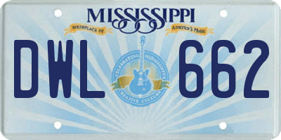 MS license plate DWL662