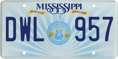 MS license plate DWL957