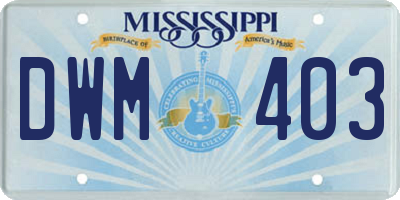 MS license plate DWM403