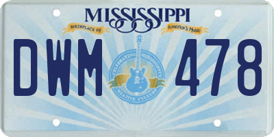 MS license plate DWM478