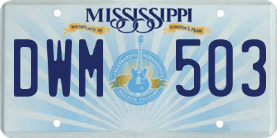 MS license plate DWM503