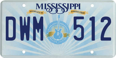MS license plate DWM512