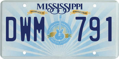 MS license plate DWM791