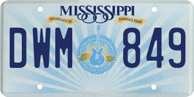 MS license plate DWM849