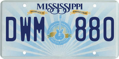 MS license plate DWM880