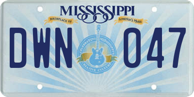 MS license plate DWN047