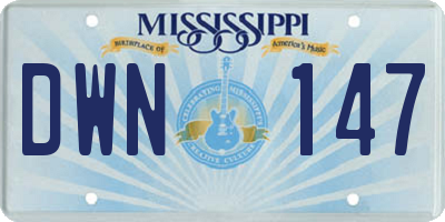 MS license plate DWN147