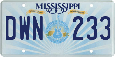 MS license plate DWN233
