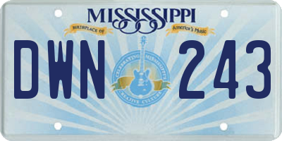 MS license plate DWN243