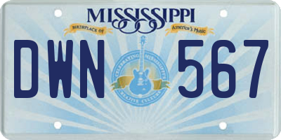 MS license plate DWN567