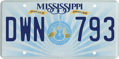 MS license plate DWN793