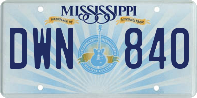 MS license plate DWN840