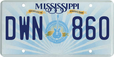 MS license plate DWN860
