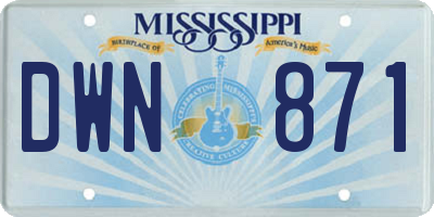 MS license plate DWN871