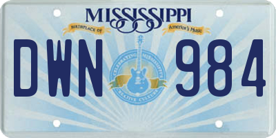 MS license plate DWN984