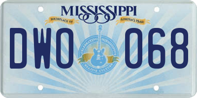 MS license plate DWO068