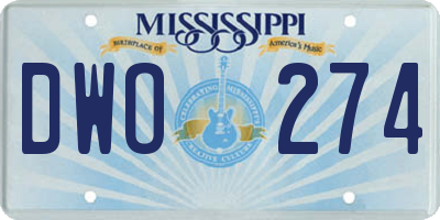 MS license plate DWO274