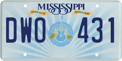 MS license plate DWO431