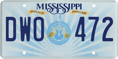 MS license plate DWO472